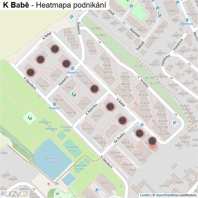 Mapa K Babě - Firmy v ulici.