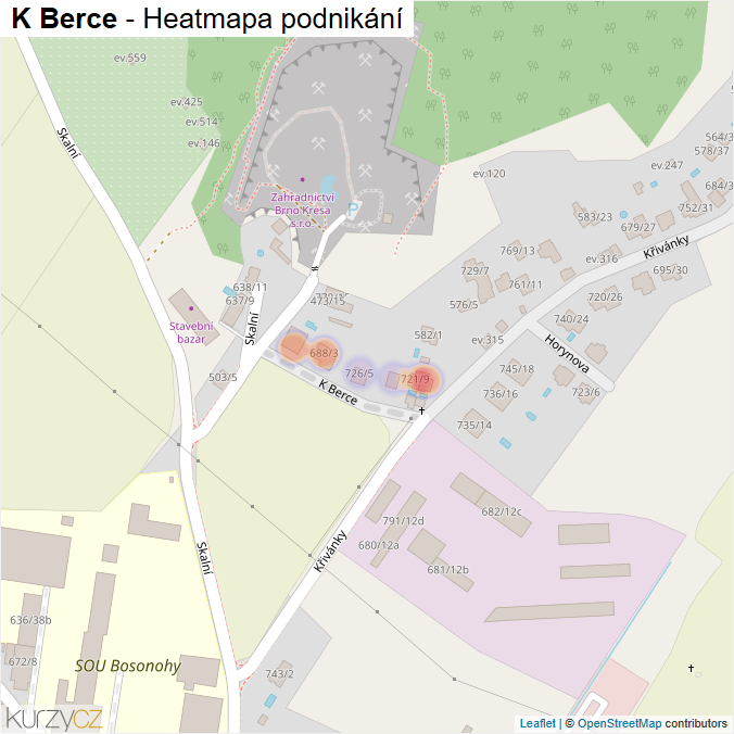 Mapa K Berce - Firmy v ulici.