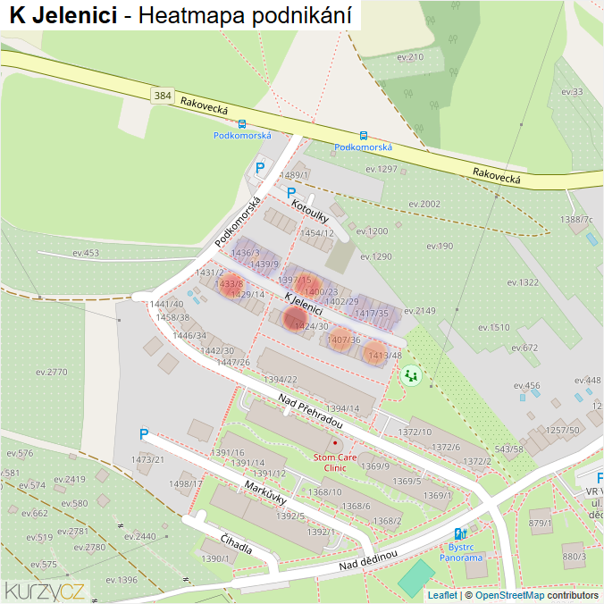 Mapa K Jelenici - Firmy v ulici.