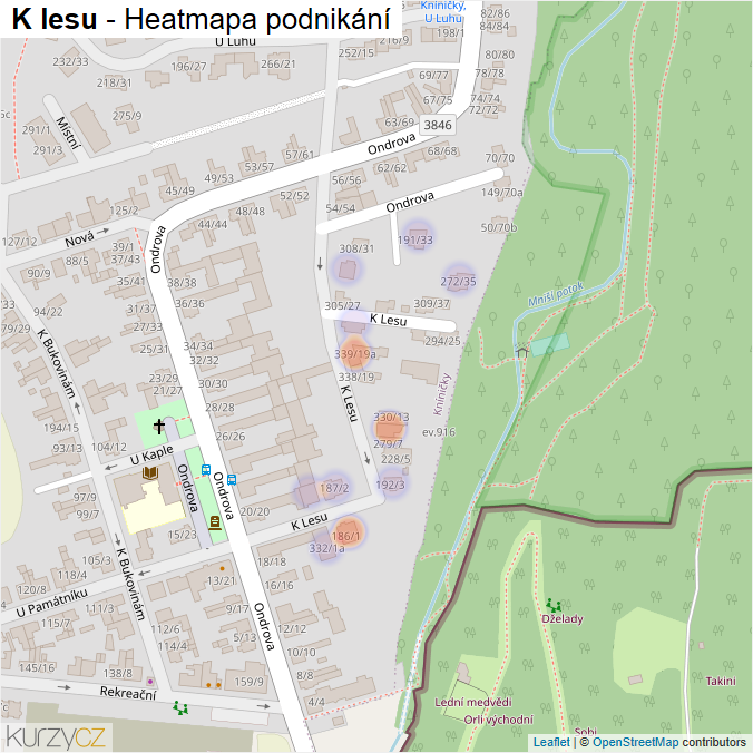 Mapa K lesu - Firmy v ulici.