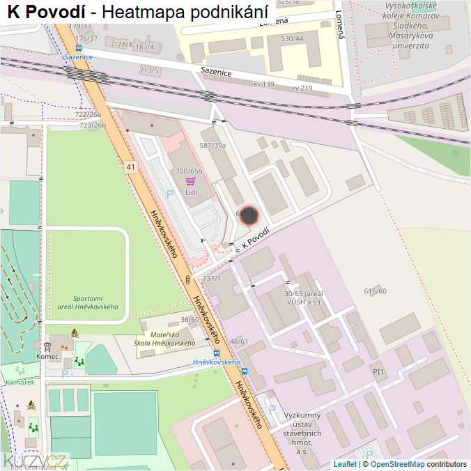 Mapa K Povodí - Firmy v ulici.