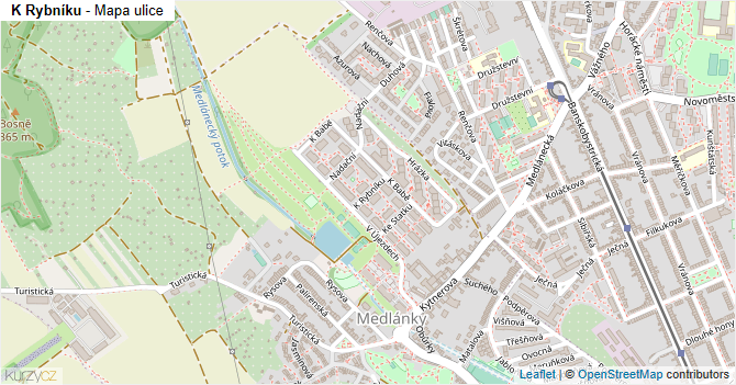 K Rybníku - mapa ulice