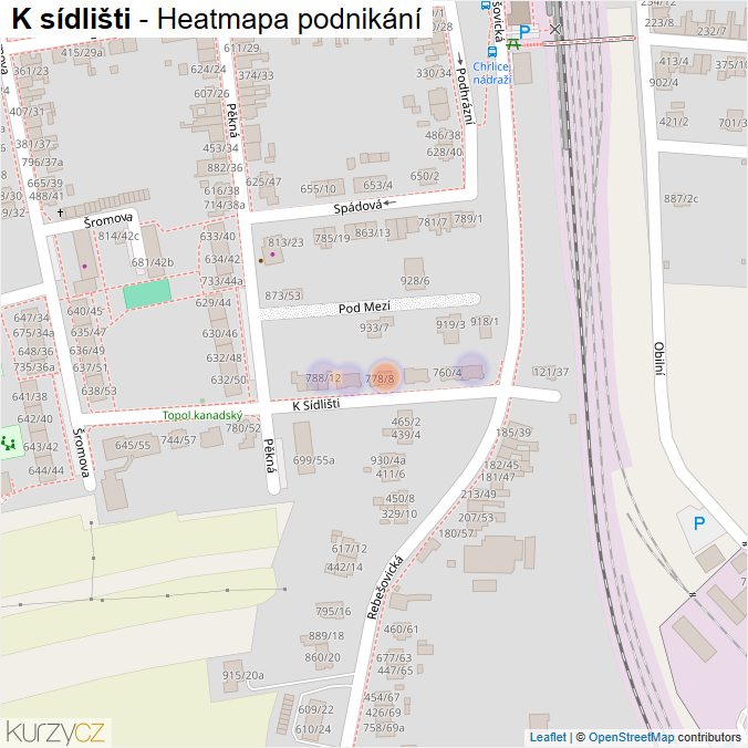 Mapa K sídlišti - Firmy v ulici.