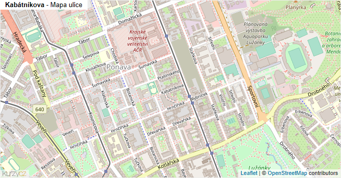 Kabátníkova - mapa ulice