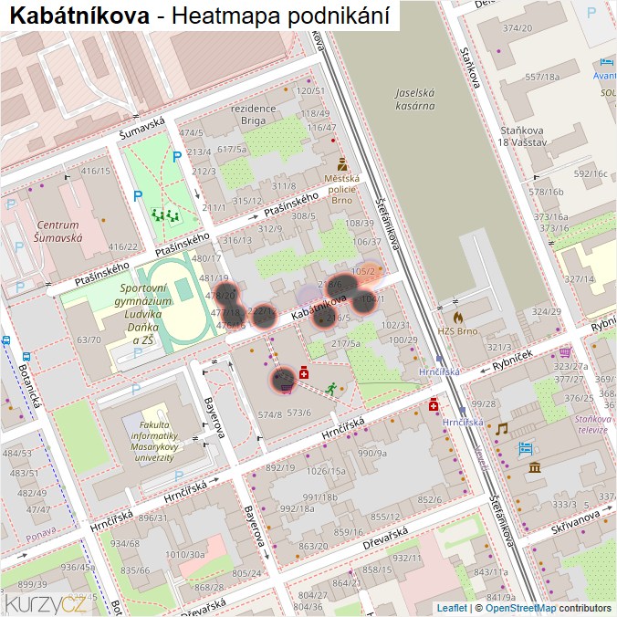 Mapa Kabátníkova - Firmy v ulici.