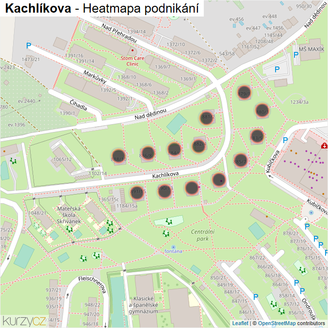 Mapa Kachlíkova - Firmy v ulici.