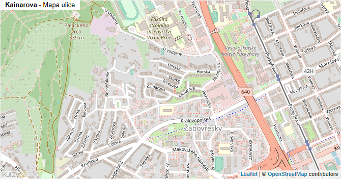 Kainarova - mapa ulice