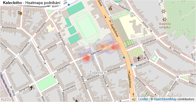 Kaleckého - mapa podnikání