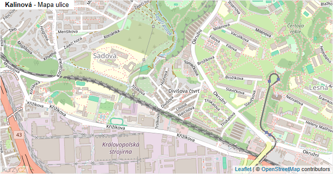 Kalinová - mapa ulice
