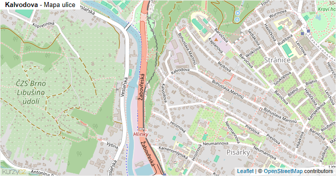 Kalvodova - mapa ulice