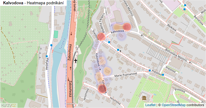 Kalvodova - mapa podnikání