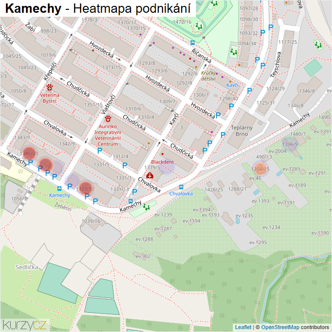 Mapa Kamechy - Firmy v ulici.