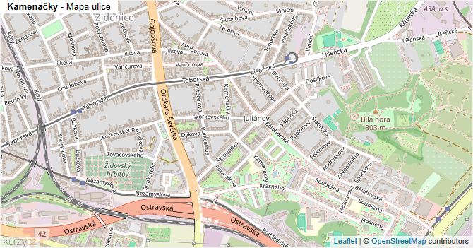 Kamenačky - mapa ulice