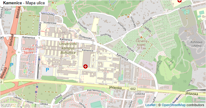 Kamenice - mapa ulice
