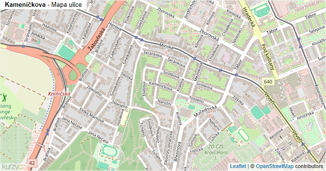Kameníčkova - mapa ulice