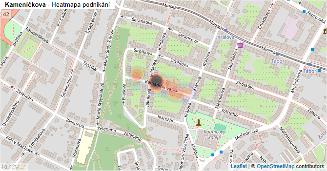 Kameníčkova - mapa podnikání