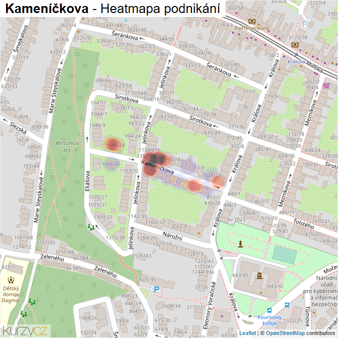 Mapa Kameníčkova - Firmy v ulici.