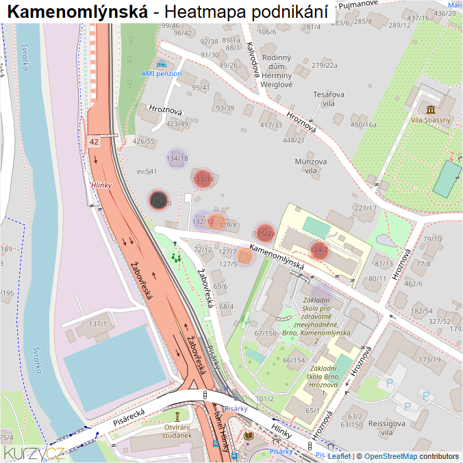Mapa Kamenomlýnská - Firmy v ulici.