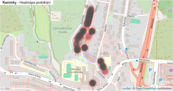 Kamínky - mapa podnikání