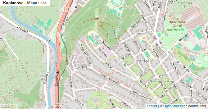 Kaplanova - mapa ulice