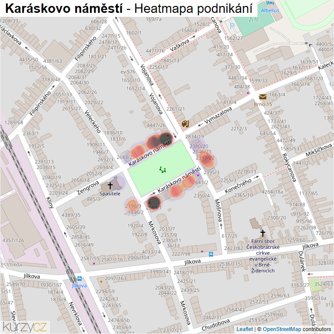 Mapa Karáskovo náměstí - Firmy v ulici.