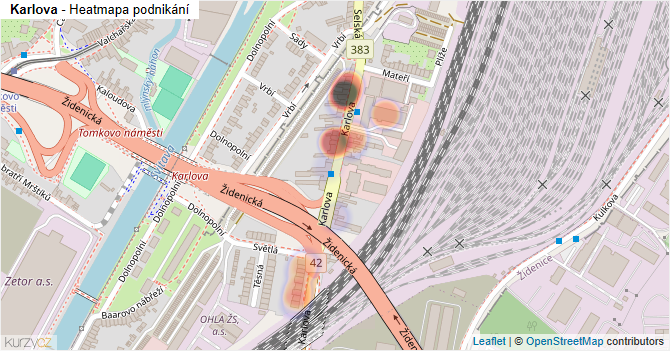 Karlova - mapa podnikání