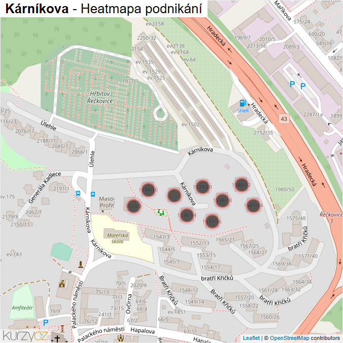 Mapa Kárníkova - Firmy v ulici.