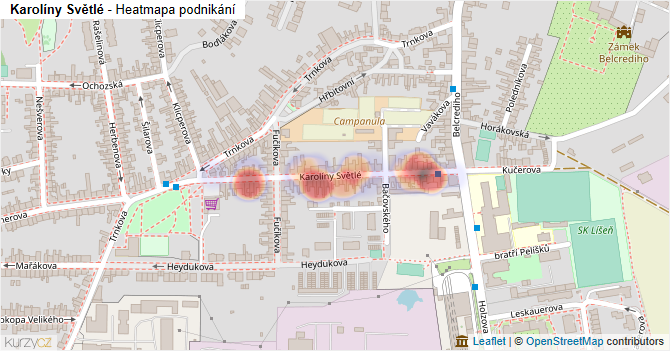 Karolíny Světlé - mapa podnikání