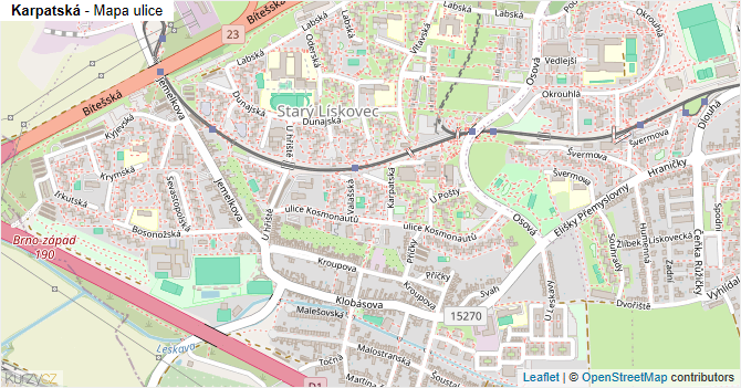 Karpatská - mapa ulice