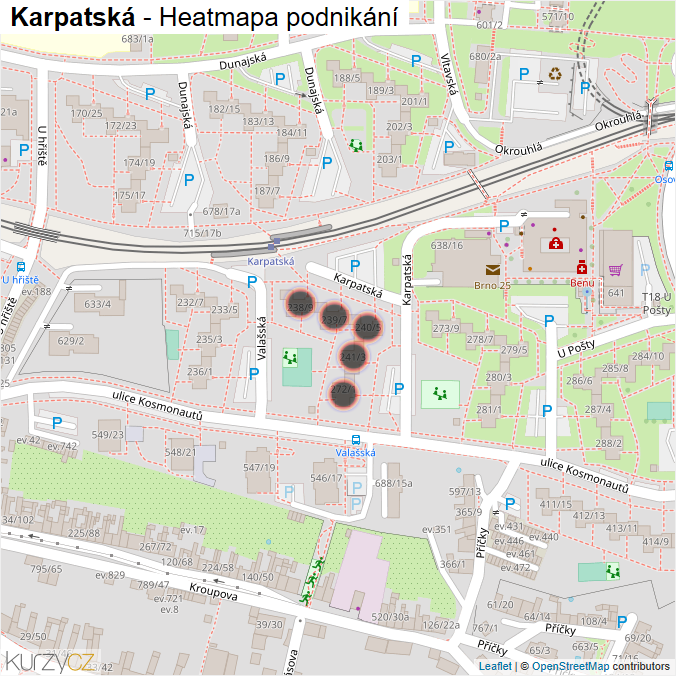 Mapa Karpatská - Firmy v ulici.