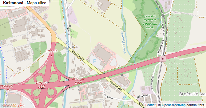Kaštanová - mapa ulice