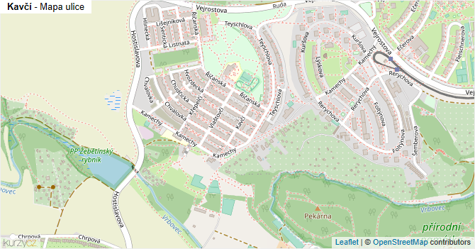 Kavčí - mapa ulice