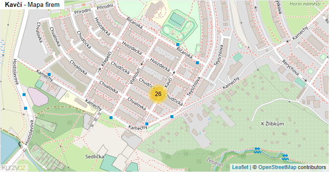 Kavčí - mapa firem