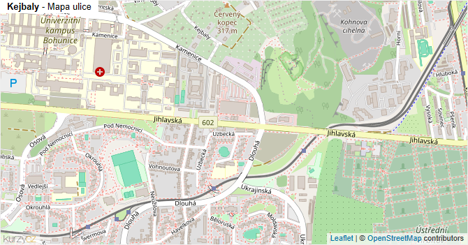 Kejbaly - mapa ulice