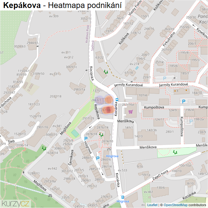 Mapa Kepákova - Firmy v ulici.