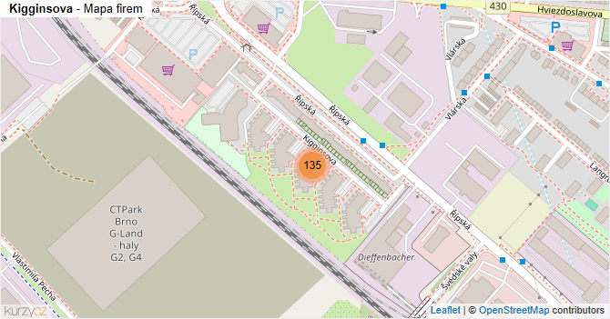 Kigginsova - mapa firem