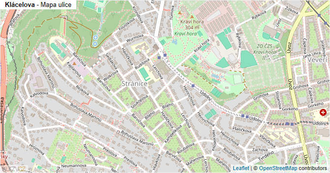 Klácelova - mapa ulice