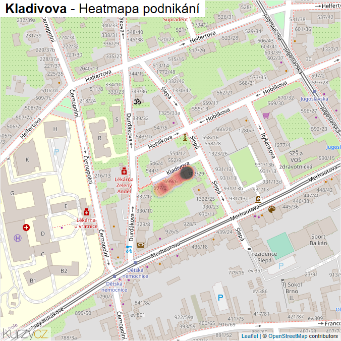 Mapa Kladivova - Firmy v ulici.