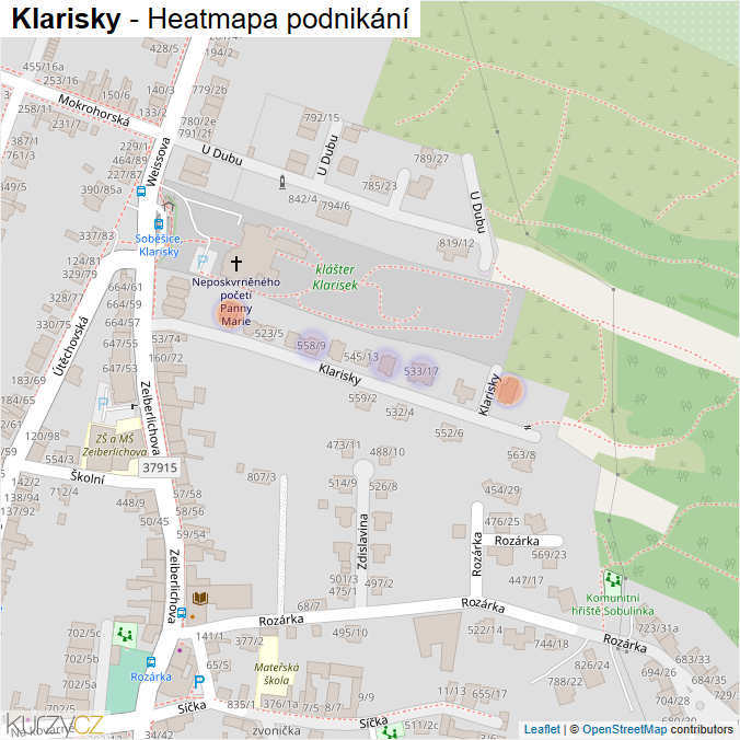 Mapa Klarisky - Firmy v ulici.