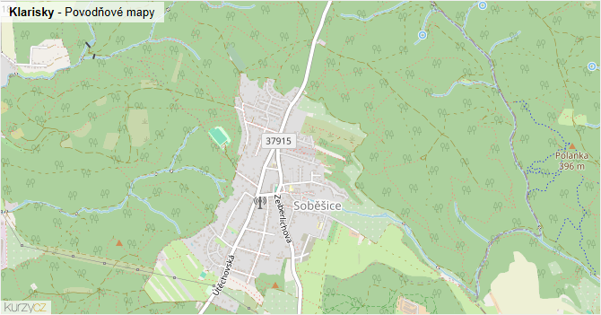 Klarisky - záplavové mapy stoleté vody