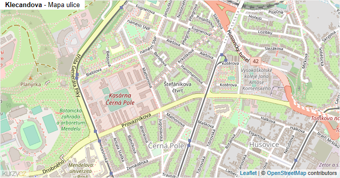 Klecandova - mapa ulice