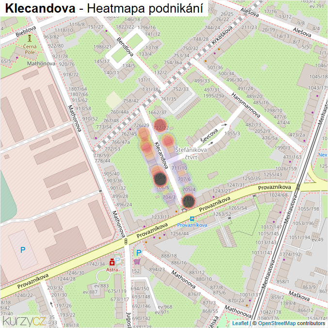 Mapa Klecandova - Firmy v ulici.
