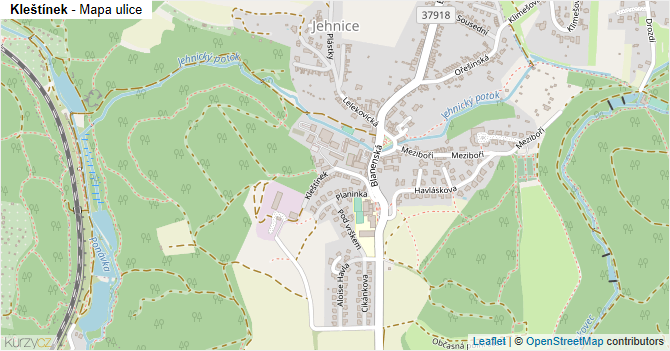 Kleštínek - mapa ulice
