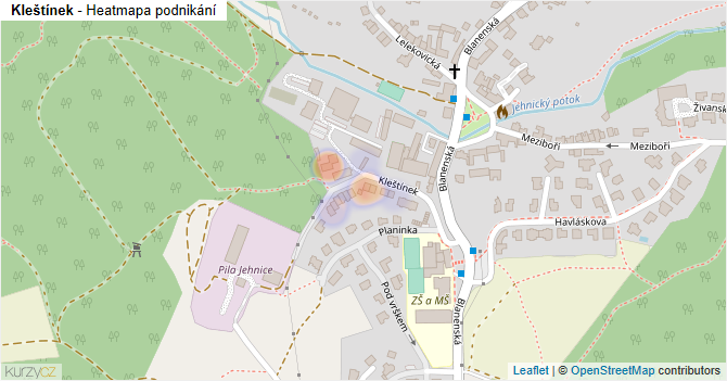 Kleštínek - mapa podnikání
