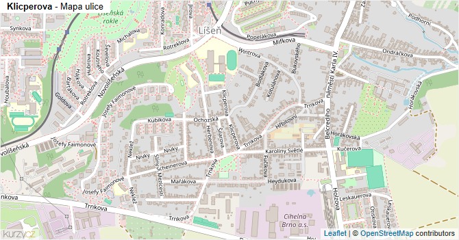 Klicperova - mapa ulice