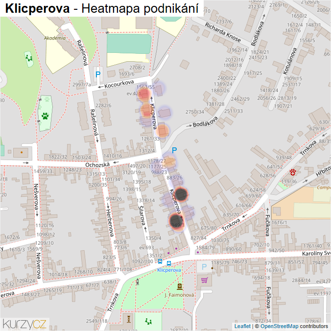 Mapa Klicperova - Firmy v ulici.
