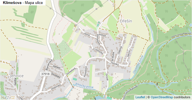 Klimešova - mapa ulice