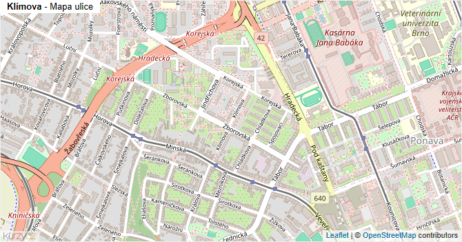 Klímova - mapa ulice