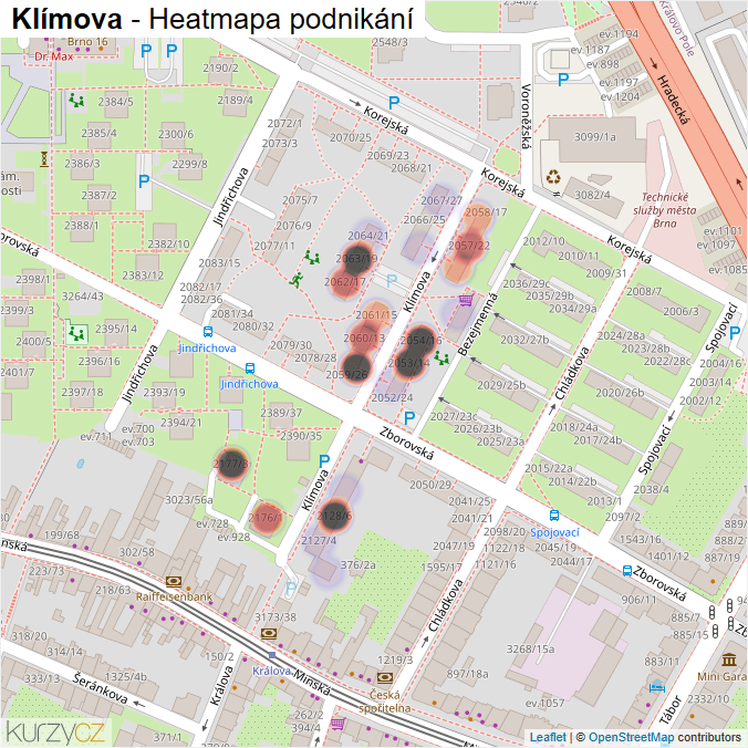 Mapa Klímova - Firmy v ulici.