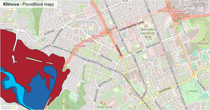 Klímova - záplavové mapy stoleté vody